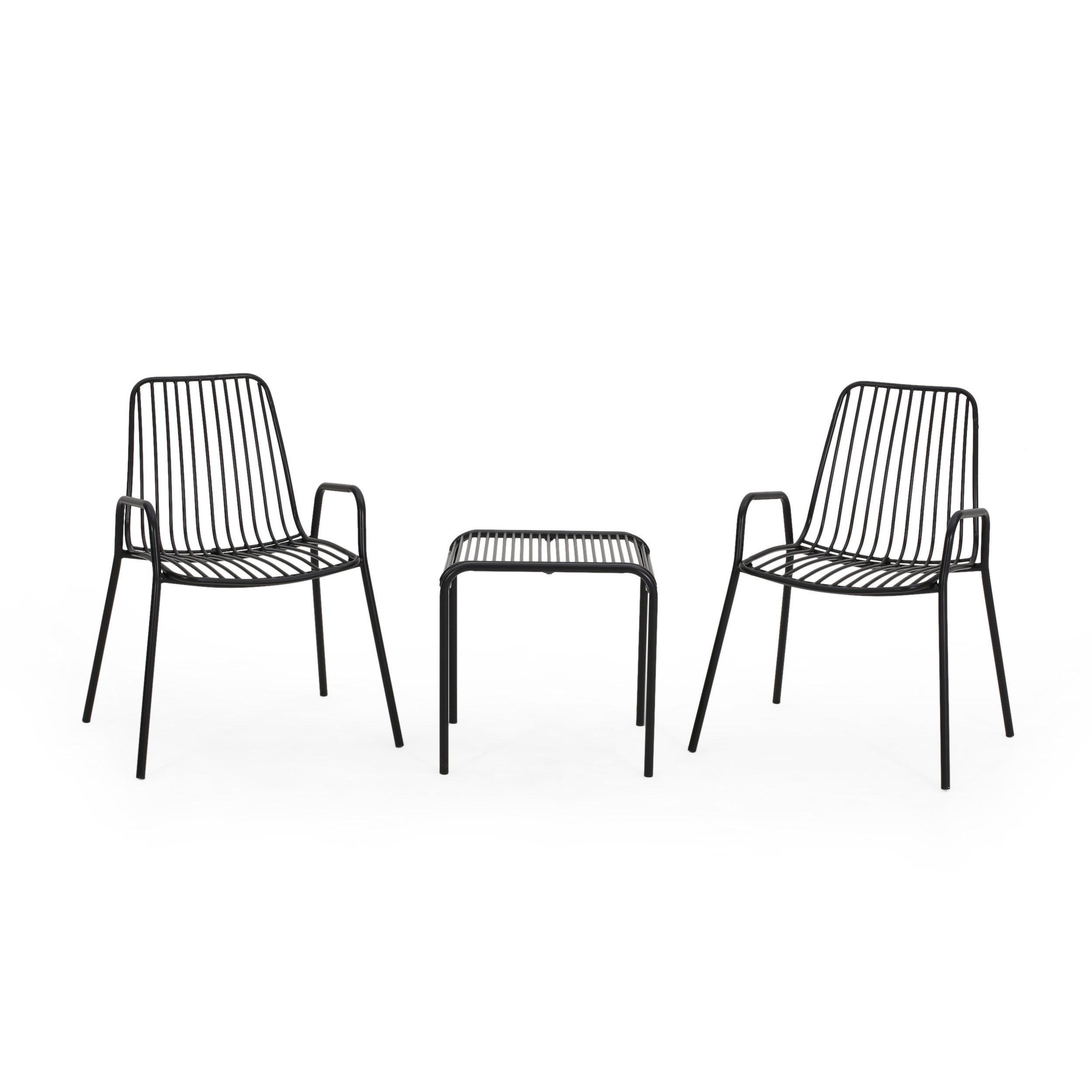 Ashwood Outdoor Modern Iron 2 Seater Chat Set