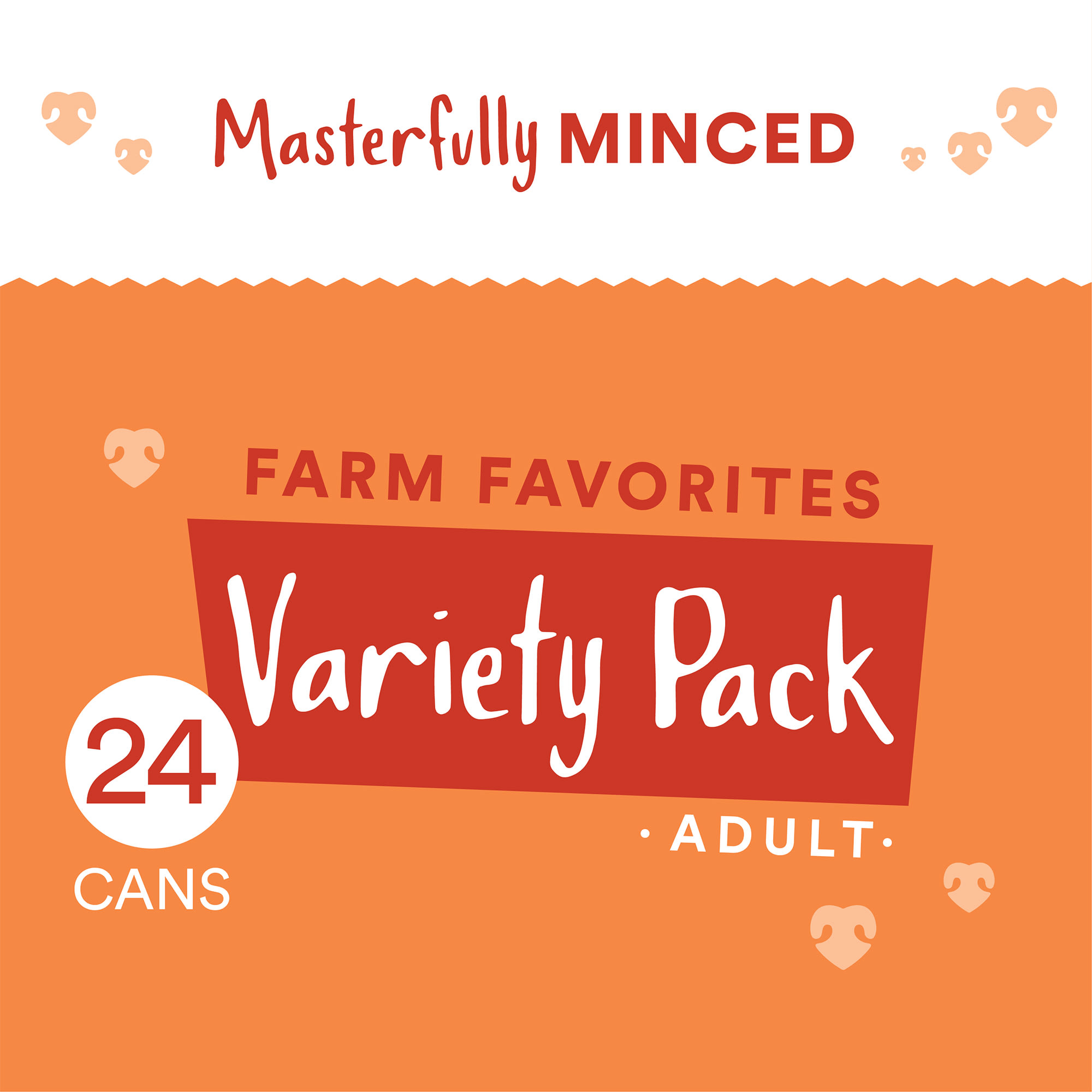 WHOLEHEARTED Adult Grain-Free Farm Favorites Minced in Gravy Wet Cat Food Variety Pack， 2.8 oz.， Count of 24