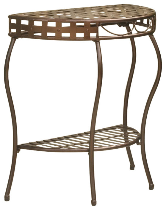 Pemberly Row Iron Patio Console Table in Bronze   Traditional   Console Tables   by Homesquare  Houzz