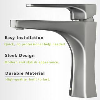 AKDY Single Hole Single-Handle Bathroom Faucet in Brushed Graphite Black BF004-6