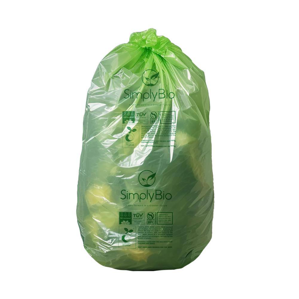 Simply Bio 13 Gal. Compostable Trash Bags with Flat Top Eco-Friendly Heavy-Duty (50-Count) SB-13GAL-F-50PK