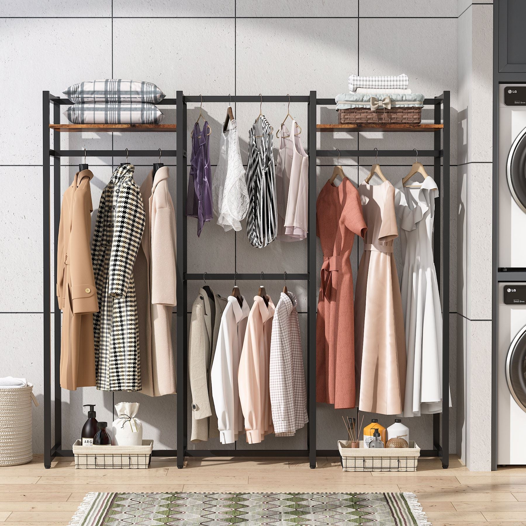 Freestanding Closet Organizer, Large Garment Clothes Rack