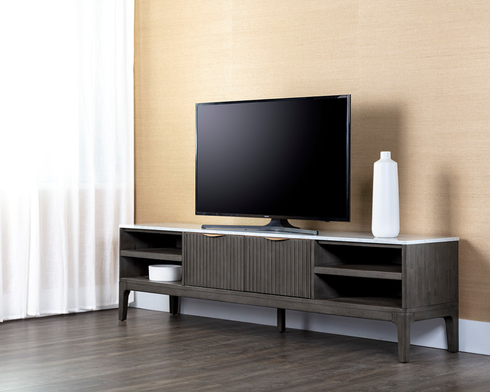 Keldon Media Stand  Grey   Transitional   Entertainment Centers And Tv Stands   by Sunpan Modern Home  Houzz