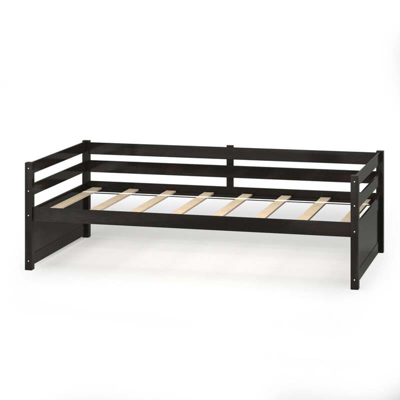 Wooden Twin Daybed with Trundle & Durable Slat Support, Standard Twin Bed Frame Sofa for Guest Children Living Room