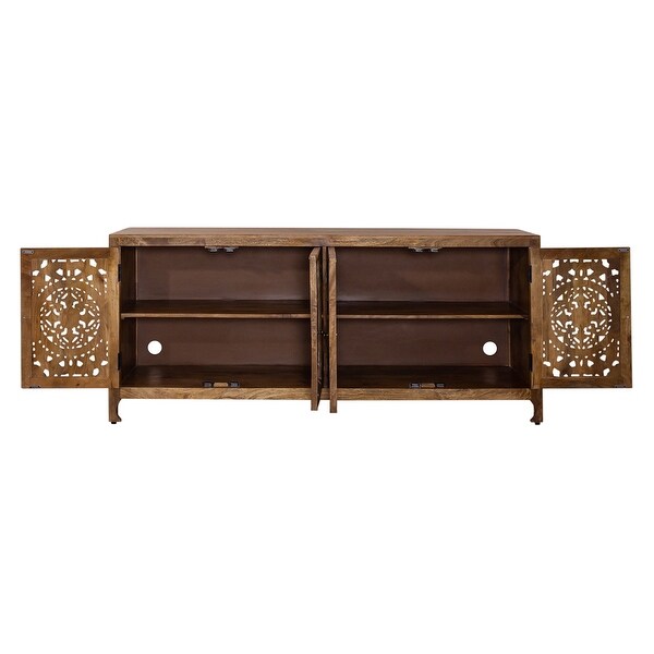 Marisol Weathered Honey 74 Inch 4 Door Accent TV Stand