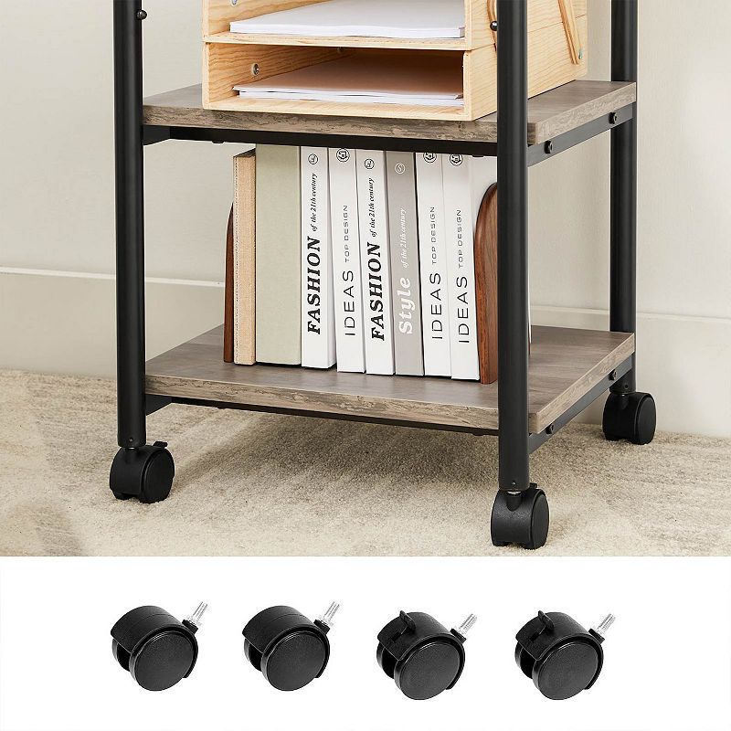 Industrial Printer Stand， 3-Tier Machine Cart with Wheels and Adjustable Table Top