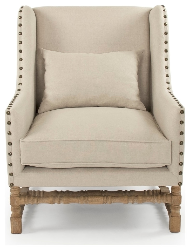 Francois Club Chair  Natural Linen   French Country   Armchairs And Accent Chairs   by Zentique  Inc.  Houzz