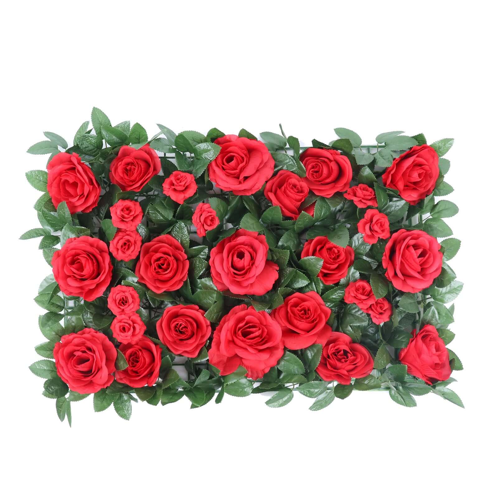 Easy-Install Red Silk Rose Flower Mat Wall Panel Backdrop 3 Sq ft.