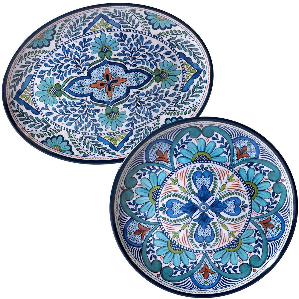 Certified International Talavera 2-Piece Blue Platter Set TAL2PC