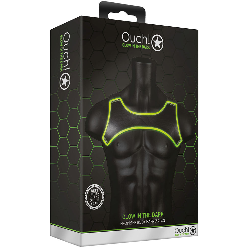 Ouch! Glow In The Dark Neoprene Harness /XL