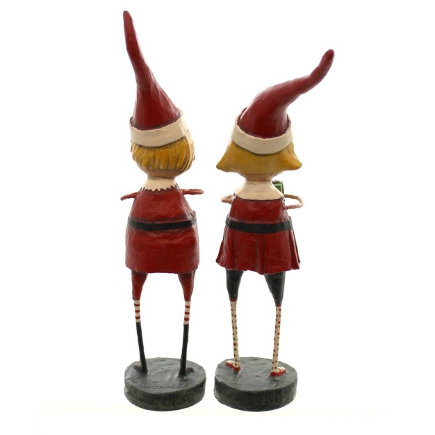 Lori Mitchell Santas Little Helpers Two Figurines 8 25 Inches Christmas St 2 Presents 38142 Polyresin Red