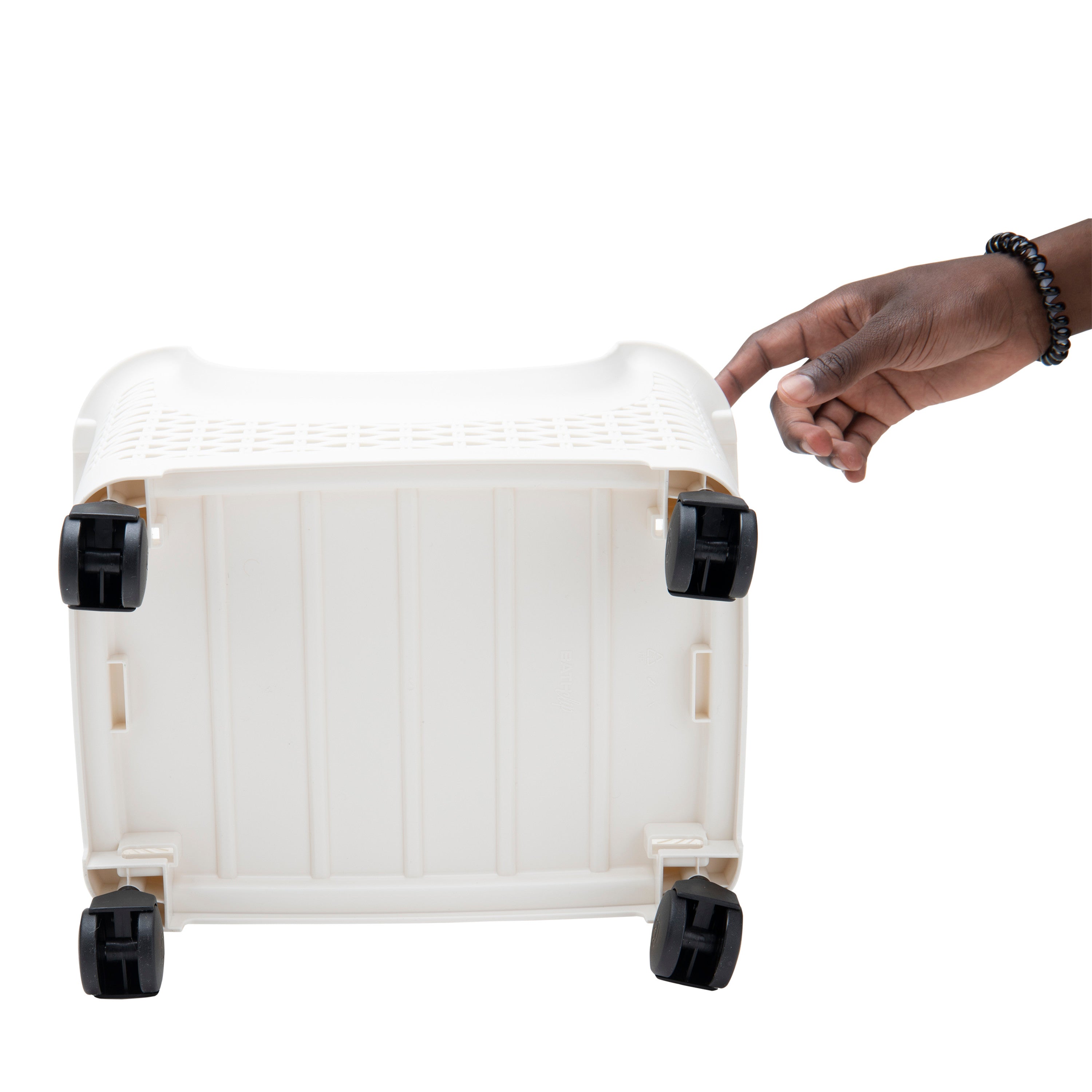 3-Tier Stackable Rolling Storage Bins， Plastic， White