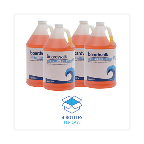 Boardwalk Antibacterial Liquid Soap， Clean Scent， 1 gal Bottle， 4/Carton (430CT)