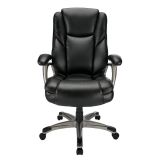 Cressfield Bonded Leather High-Back Executive Chair， Black/Silver， BIFMA Certified