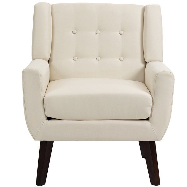 Modern Accent Chair Cotton Linen Upholstered Chair for Living Room