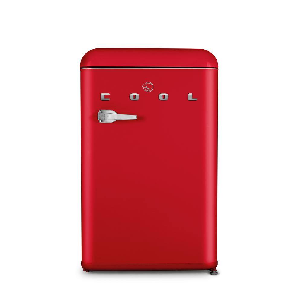 Commercial Cool 4.0 cu. ft. Retro Mini Fridge with Full Width Freezer Compartment in Red CCRR4LR