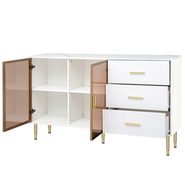 Sideboard Buffet Cabinet with Tempered Glass Doors