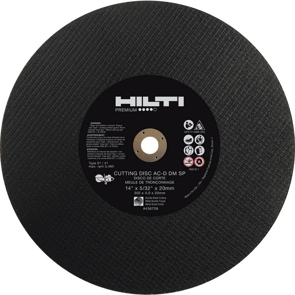 Hilti 14 in. x 532 in. x 0.787 in. 0-Teeth SP Abrasive Ductile Metal Cutting Gas Saw BladeDisc (10-Pack) 436728