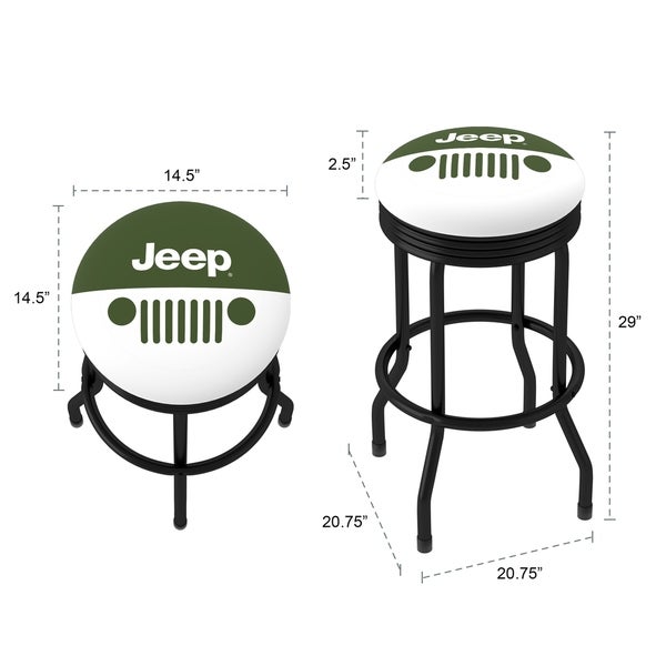 Jeep Grille 2 360 Degree Swivel Black Barstool with Foam Padded Seat - 20.75 x 20.75 x 29