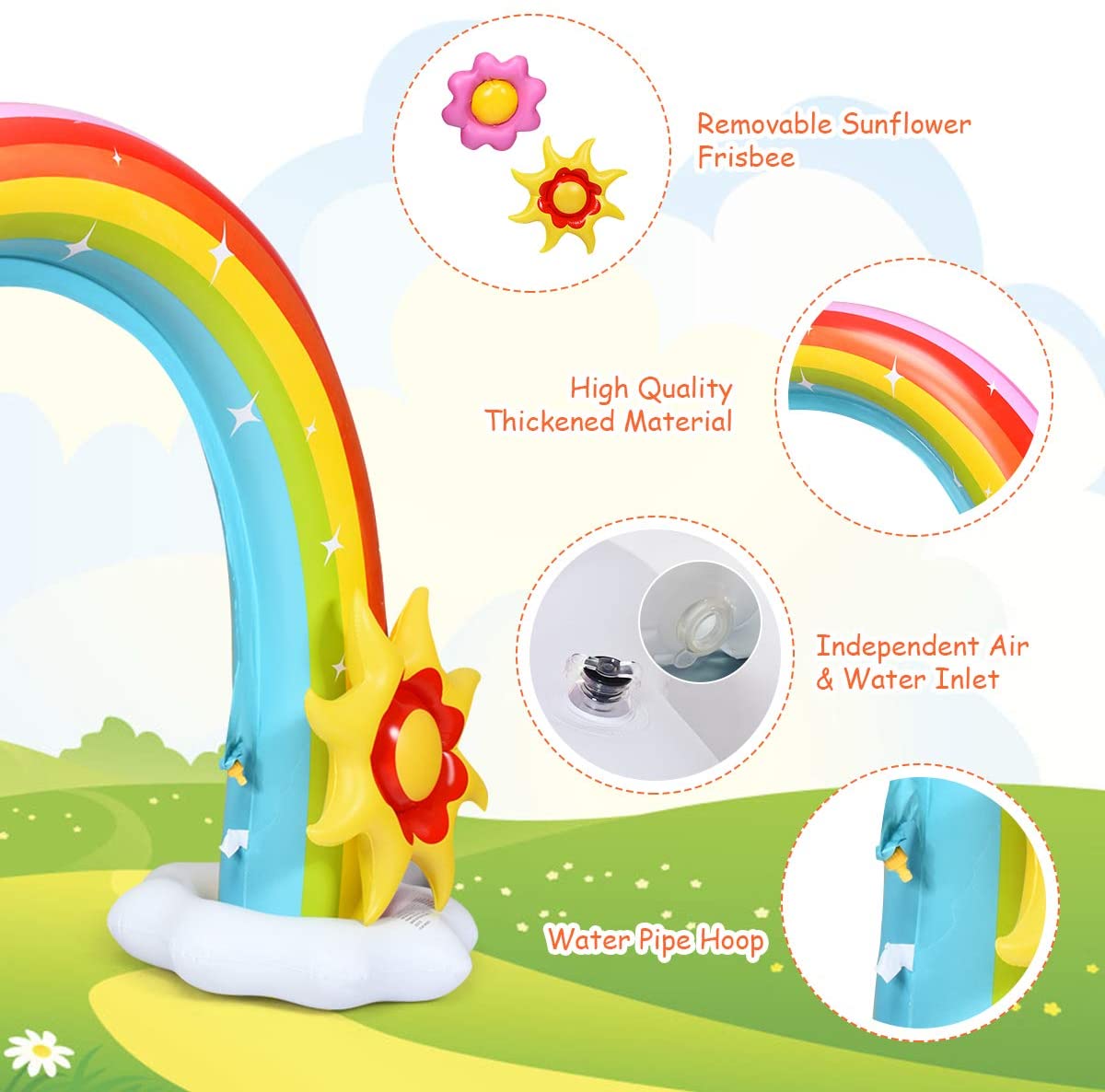 Costzon Inflatable Rainbow Sprinkler for Kids, 96