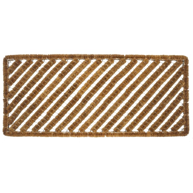 X 3 x27 4 quot Geometric Stripes Wire Brush Indoor outdoor Doormat Natural silver Entryways