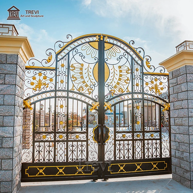 High Quality Arch Steel Wrought Iron Villa Gate Design Garden Main Door Suppliers