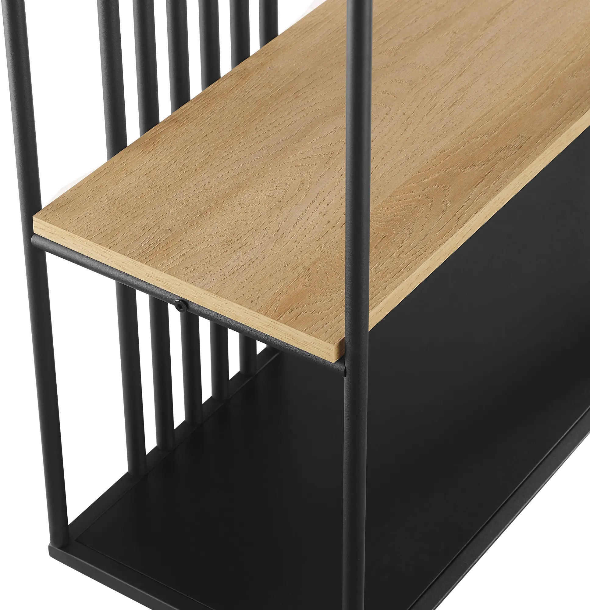 Vulcan Coastal Oak and Black Open Slat Bookshelf