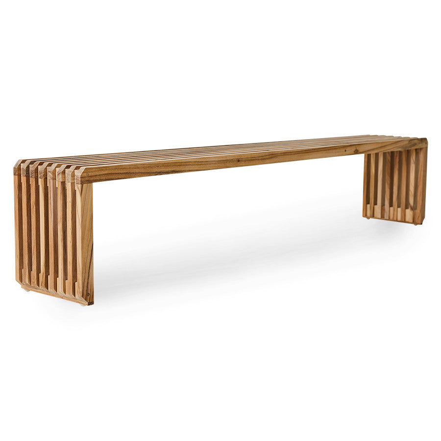 Slatted teak wood bench XL