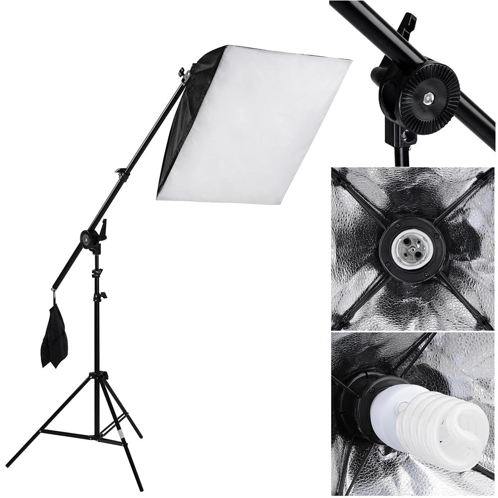 Yescom Photography Studio Kit 3 Softbox Lighting Boom Arm Stand