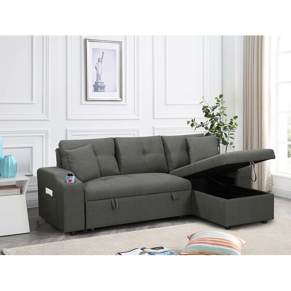 3-Seater L-Shape Sleeper Sofa Bed Convertible Sectional Couch