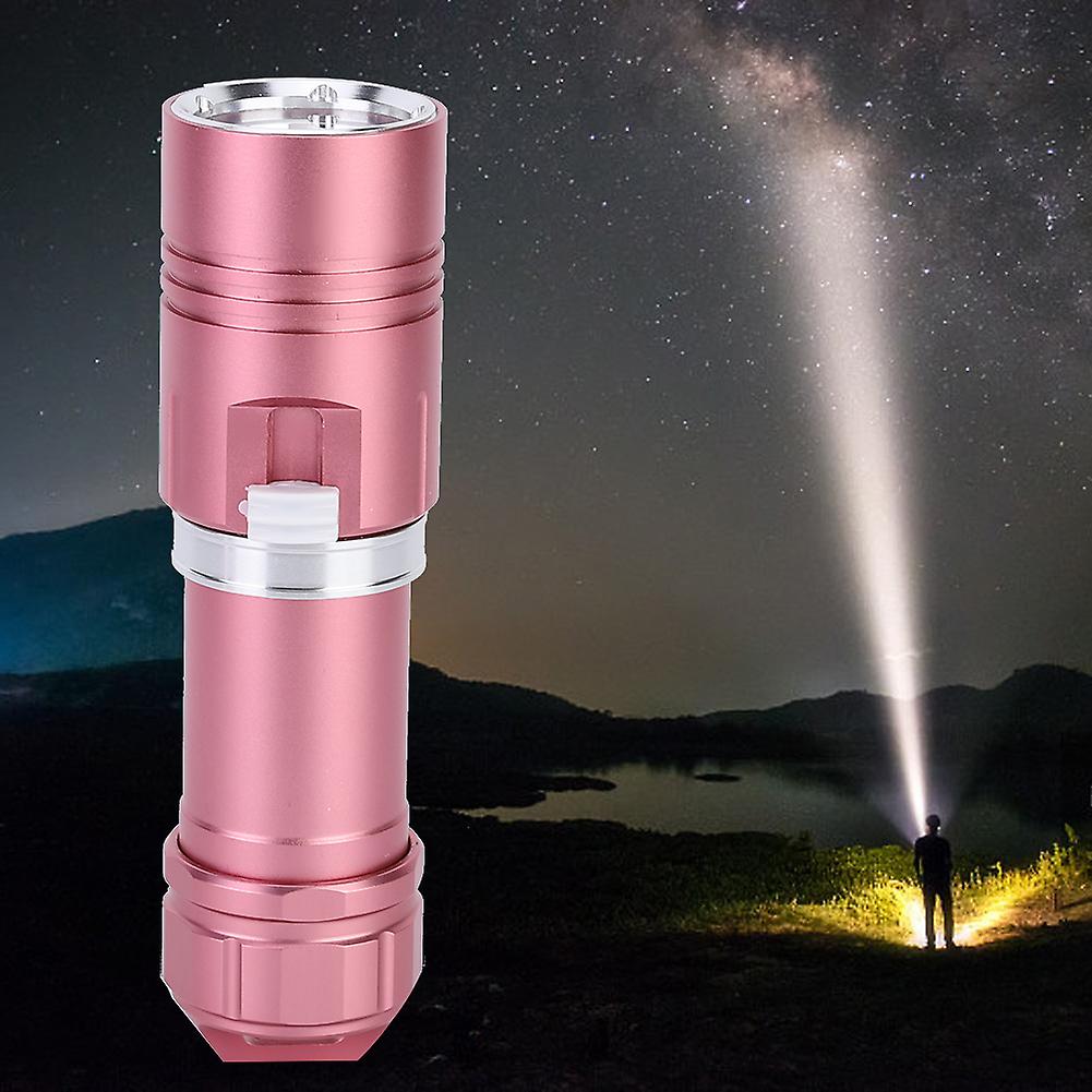 L2 Led Flashlight Torch 100m Diving Waterproof For Campingstepless Dimmingpink