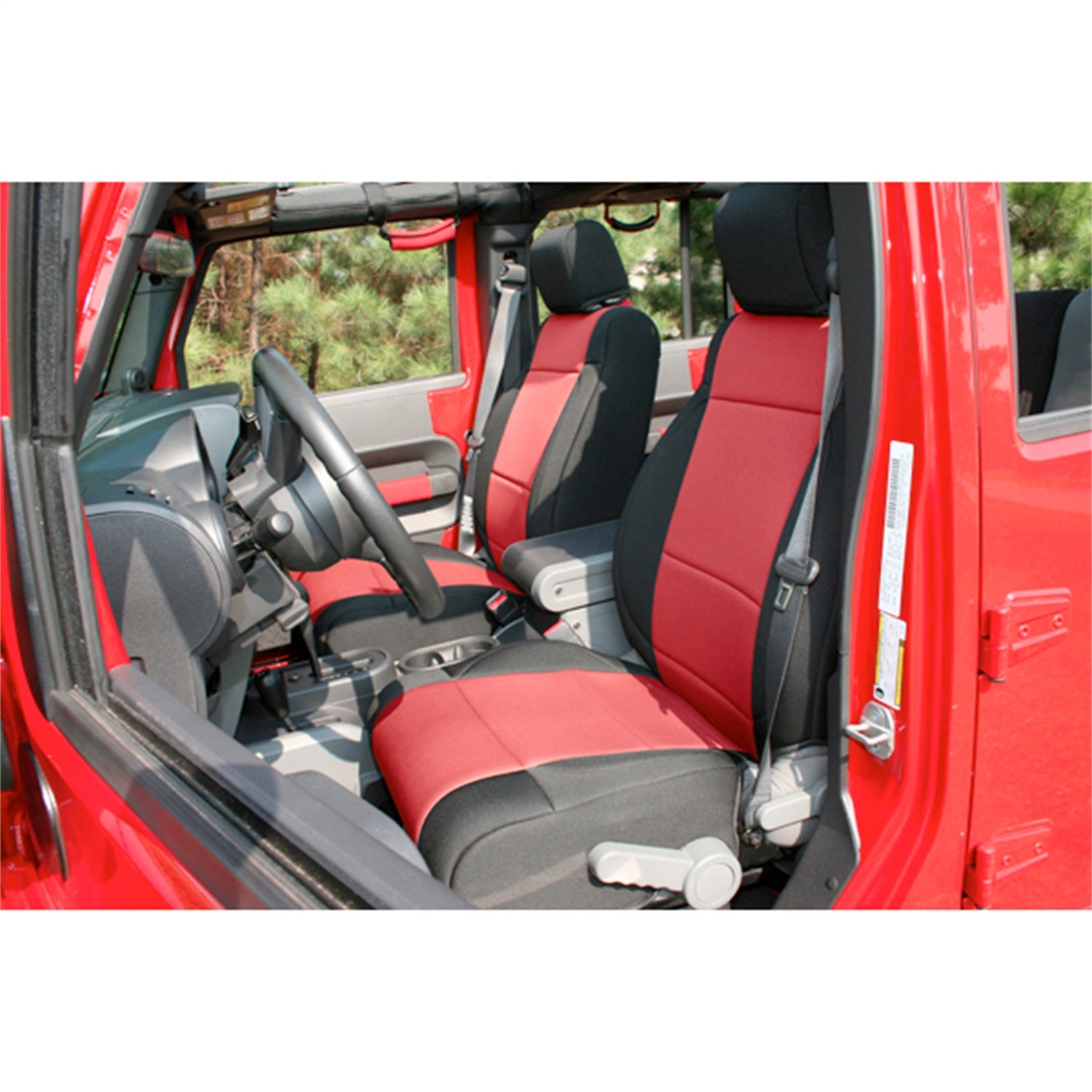 Rugged Ridge 13215.53 Seat Cover Kit， Front， Neoprene， Black/Red; 11-18 Jeep Wrangler