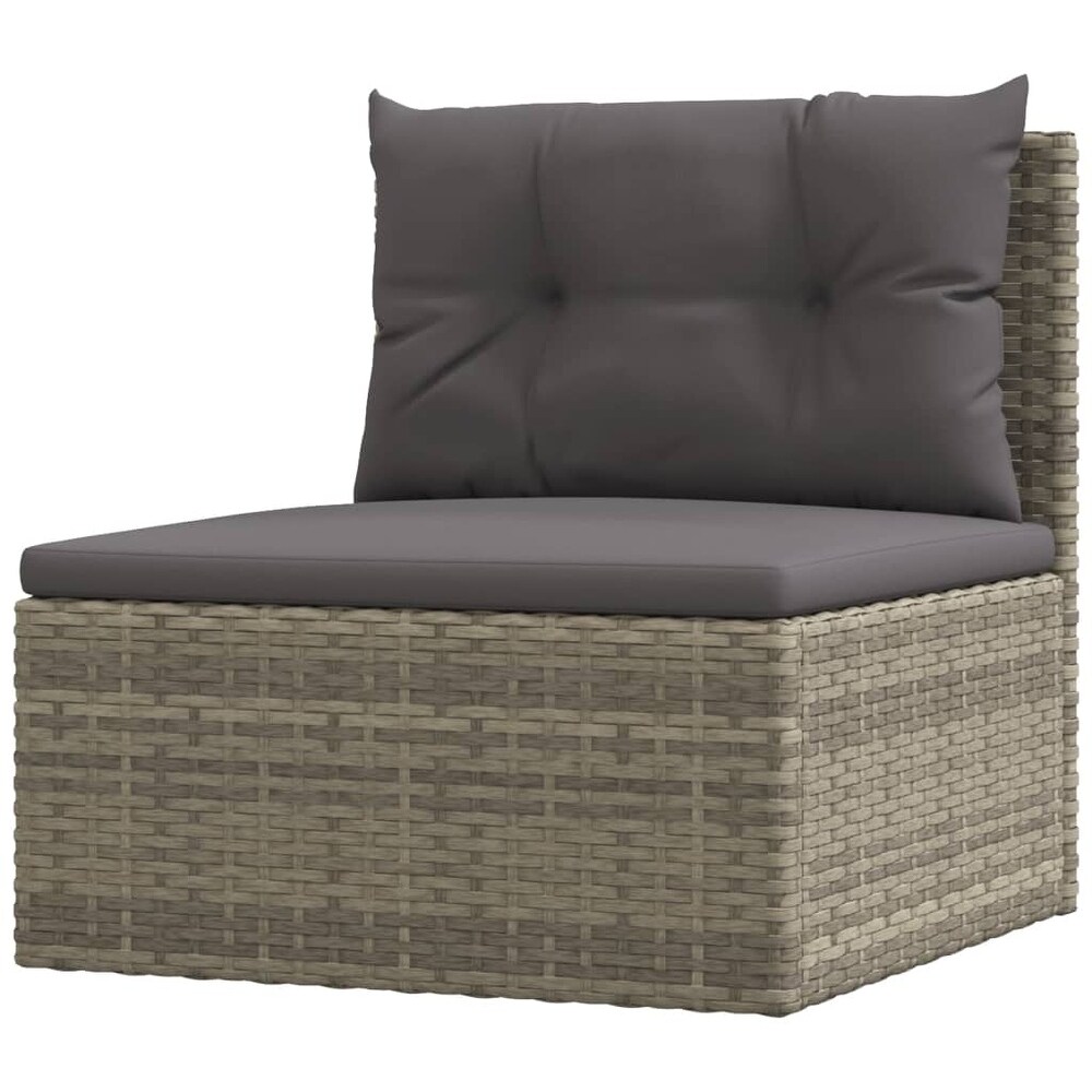 vidaXL 8 Piece Patio Lounge Set with Cushions Gray Poly Rattan   21.3\