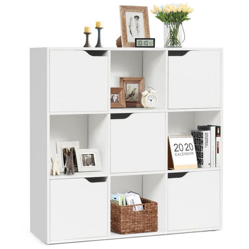 Hivago Free Standing 9 Cube Storage Wood Divider Bookcase for Home and Office-White