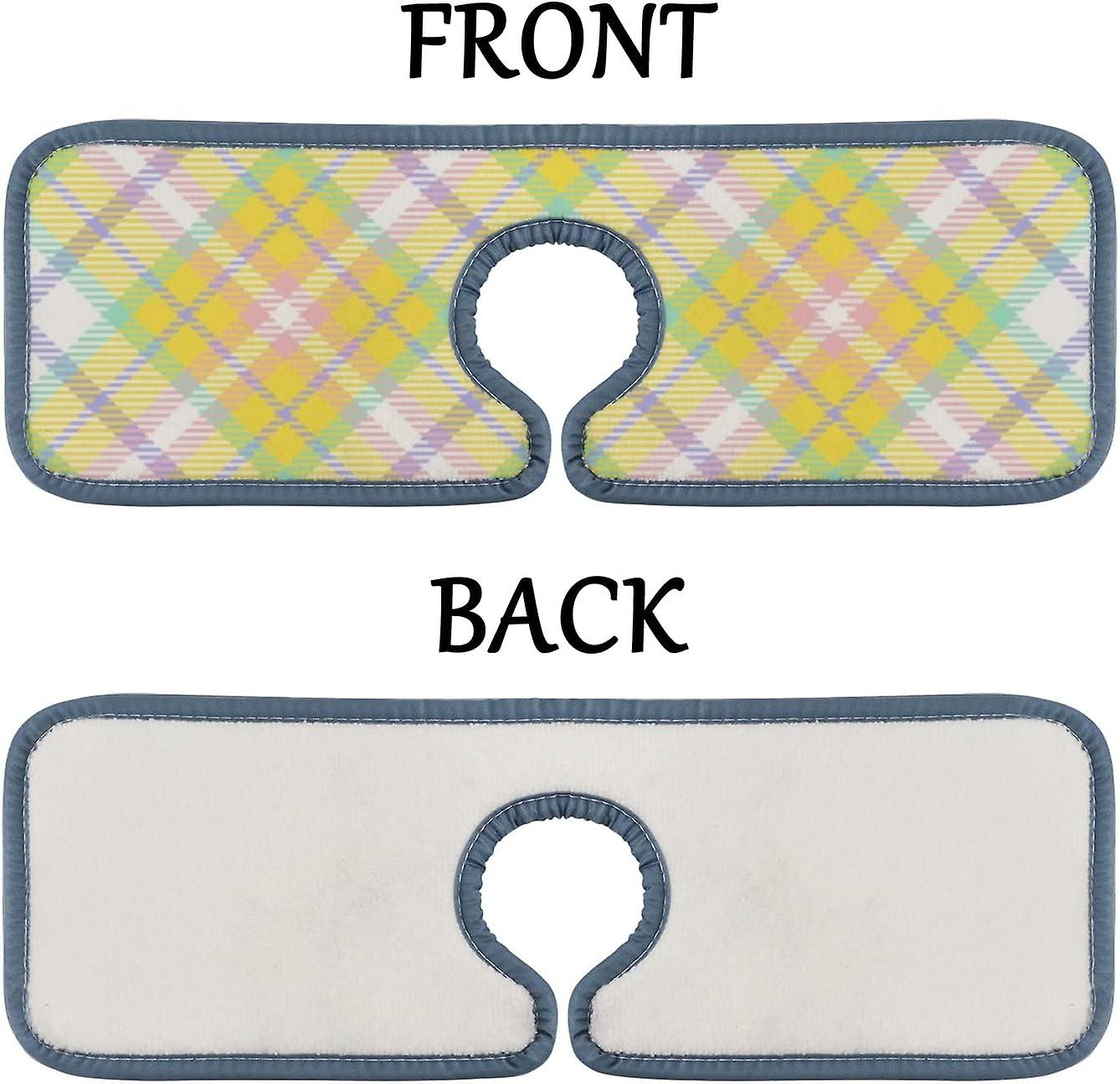 Faucet Absorbent Mat 3 Pcs Tartan Pattern Kitchen Faucet Splash Catcher Washable Counter Drying Pads