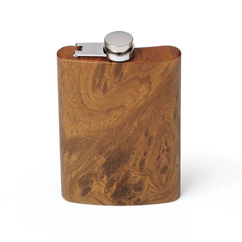 Cambridge 4-pc. Wood Decal and Stainless Steel Flask Set