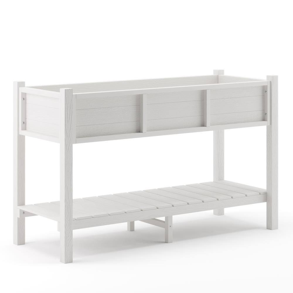 LUE BONA Raised Garden Bed Elevated Wood Planter Box Stand for Backyard Patio Balcony-White DPTHD23002-1