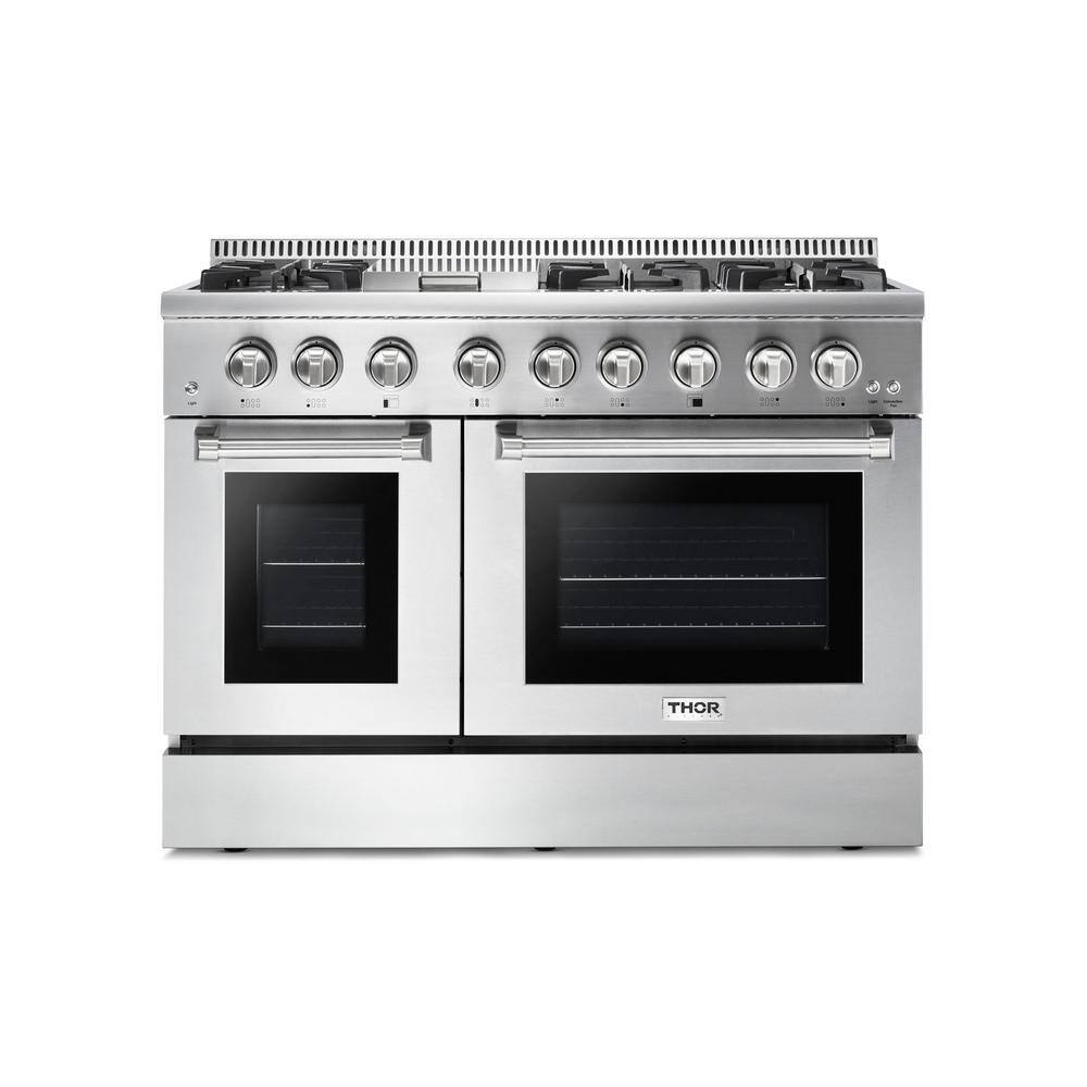 Thor Kitchen 48 in. 6.7 cu. ft. Double Oven Gas Range with Convection Oven in. Stainless Steel HRG4808U