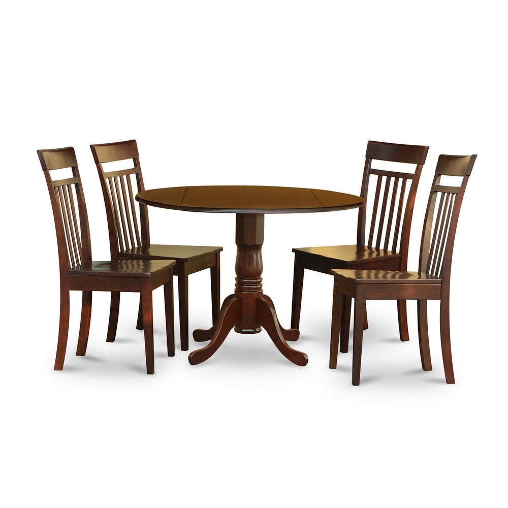 East West Furniture 5 Piece Dining Room Furniture Set  a Round Kitchen Table and 4 Dining Chairs  Mahogany (Seat Options)