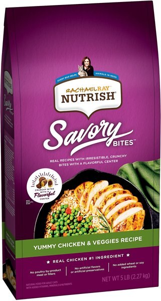 Rachael Ray Nutrish Savory Bites Yummy Chicken and Veggies Recipe Dry Cat Food， 5-lb bag