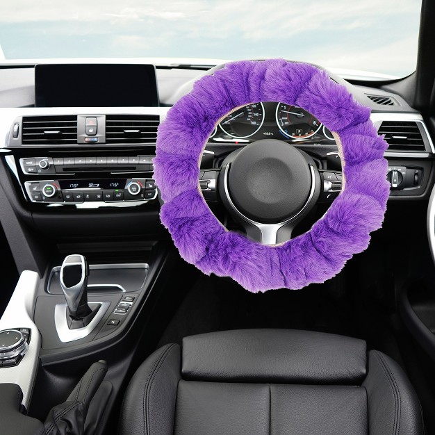 Unique Bargains Winter Warm Faux Fur Car Steering Wheel Cover Replacement Universal