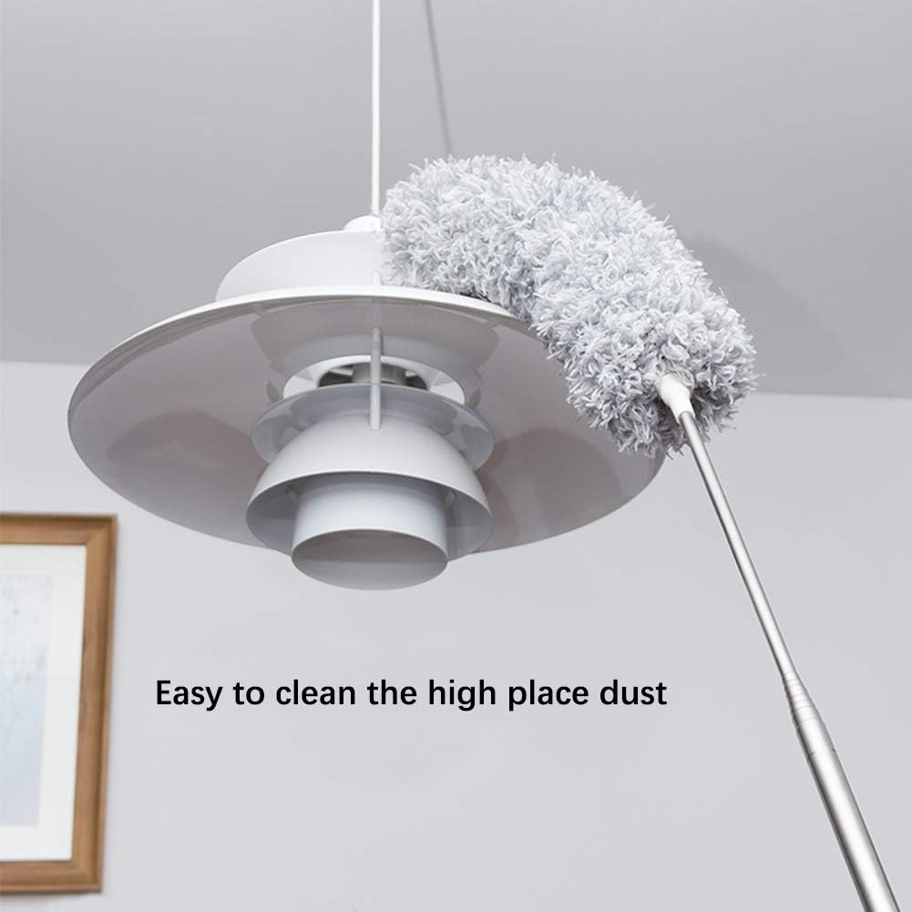 DELUX Microfiber Extendable Feather Duster with 100 inches Extra Long Pole, Bendable Head & Long Handle Dusters for Cleaning Ceiling Fan, High Ceiling, Blinds, Furniture & Cars