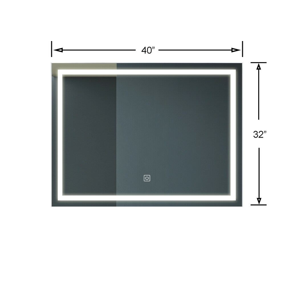 Anti Fog Led Light Bathroom Vanity Mirror with Brightness Adjustment Dimmable Touch Wall Switch Control