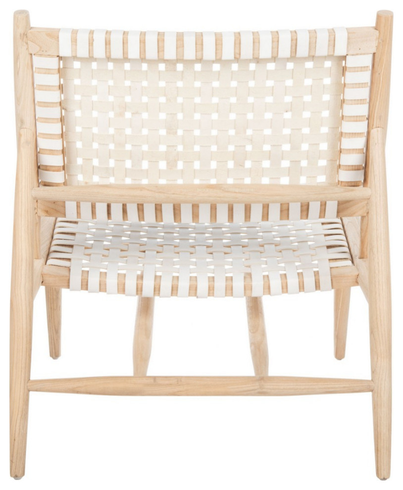 Leil Leather Woven Accent Chair Natural/White   Midcentury   Armchairs And Accent Chairs   by V.S.D Furniture  Houzz