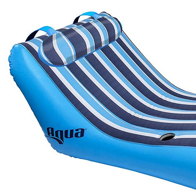 Aqua Leisure Inflatable Ultra Cushioned 1 Person Oversized Outdoor Pool And Lake Lounger Float With Adjustable Pillow Headrest