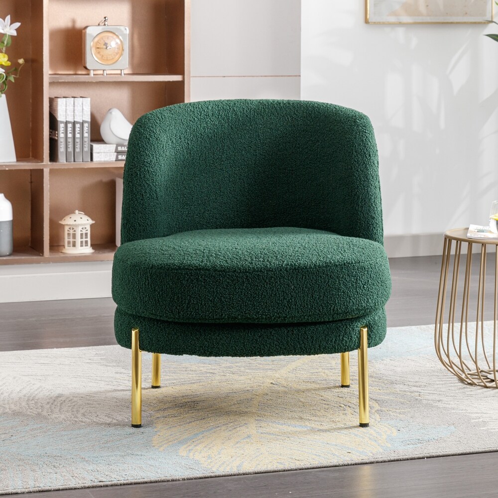 Boucle Upholstered Accent Chair With Gold Legs