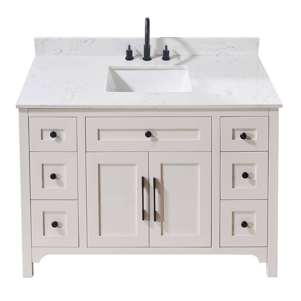 Altair Trento 49 in W x 22 in D Engineered Stone Composite Vanity Top in Aosta White with White Rectangular Single Sink