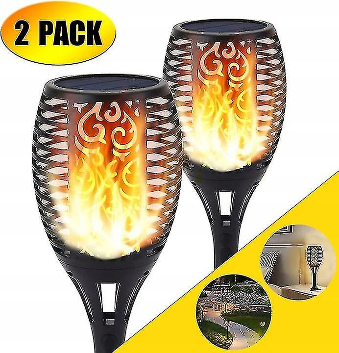 Solar Led Lawn Light Landscape Light Flame Light， 2pcs