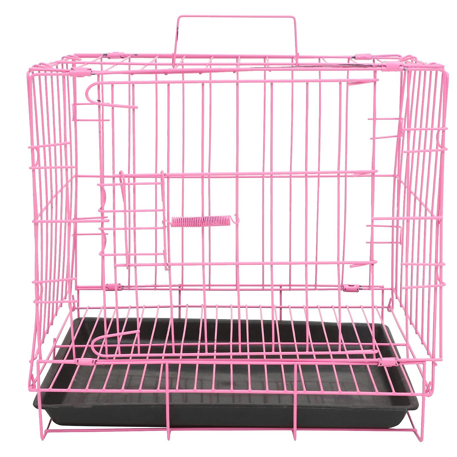 Folding With Toilet Dog Cage Teddy Poodle Small And Medium Dog Cat Cage Rabbit Cage Pet Cage(pink)