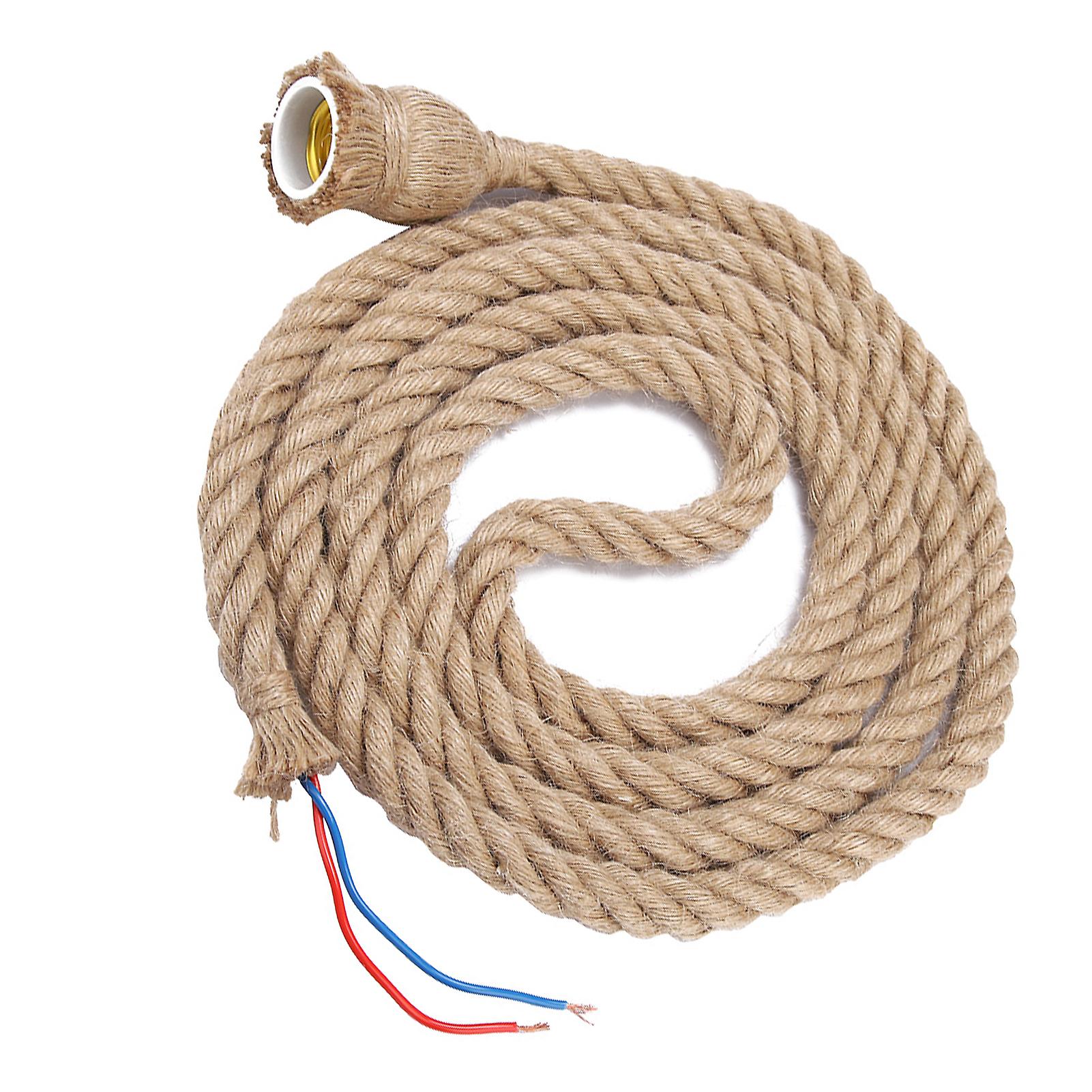 2m E27 Vintage Hemp Rope Ceiling Light Base Pendant Lamp Bulb Holder 85-265v (1*holder)